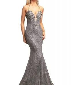 Formal Gowns Johnathan Kayne - 2007 Beaded Plunge Metallic Glitter Mermaid Gown 7 Formal Gowns Johnathan Kayne - 2007 Beaded Plunge Metallic Glitter Mermaid Gown