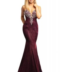 Formal Gowns Johnathan Kayne - 2007 Beaded Plunge Metallic Glitter Mermaid Gown 8 Formal Gowns Johnathan Kayne - 2007 Beaded Plunge Metallic Glitter Mermaid Gown