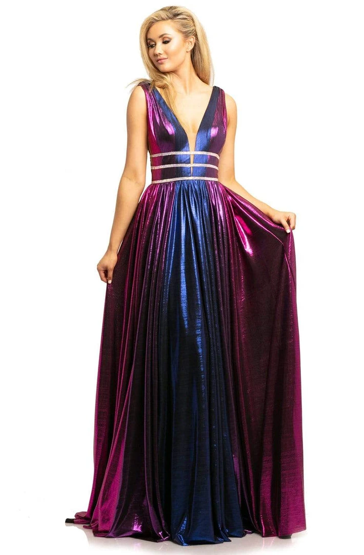 Johnathan Kayne - 2008 Plunging Multi-Colored Metallic A-Line Gown Formal Gowns 3 Johnathan Kayne - 2008 Plunging Multi-Colored Metallic A-Line Gown Formal Gowns