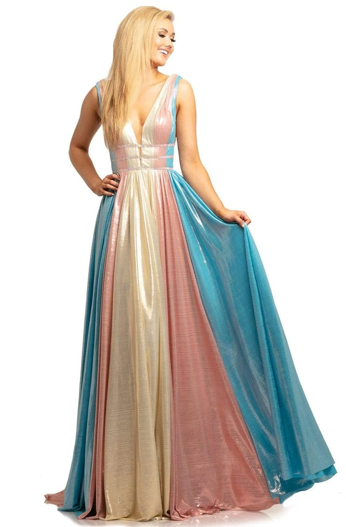 Johnathan Kayne - 2008 Plunging Multi-Colored Metallic A-Line Gown Formal Gowns 7 Johnathan Kayne - 2008 Plunging Multi-Colored Metallic A-Line Gown Formal Gowns