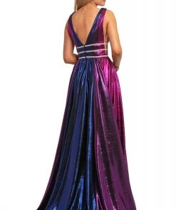 Johnathan Kayne - 2008 Plunging Multi-Colored Metallic A-Line Gown Formal Gowns 8 Johnathan Kayne - 2008 Plunging Multi-Colored Metallic A-Line Gown Formal Gowns