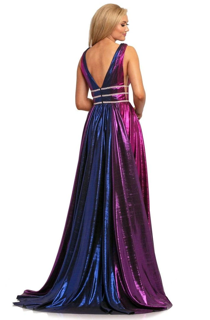 Johnathan Kayne - 2008 Plunging Multi-Colored Metallic A-Line Gown Formal Gowns 4 Johnathan Kayne - 2008 Plunging Multi-Colored Metallic A-Line Gown Formal Gowns