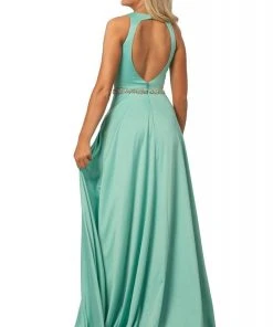 Formal Gowns Johnathan Kayne - 2013 Bejeweled Waist Wrap High Slit Long Gown 8 Formal Gowns Johnathan Kayne - 2013 Bejeweled Waist Wrap High Slit Long Gown