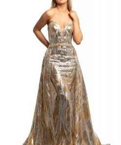 Johnathan Kayne - 2025 Embellished Two Tone Deep V-neck Trumpet Dress 10 Johnathan Kayne - 2025 Embellished Two Tone Deep V-neck Trumpet Dress