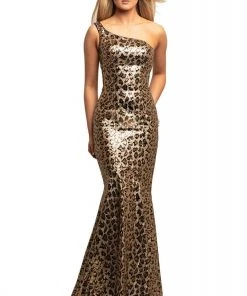 Johnathan Kayne - 2028 Sequined One Shoulder Trumpet Dress