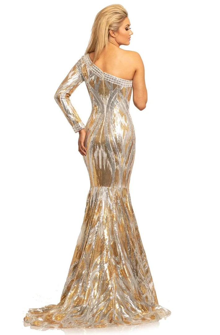 Johnathan Kayne - 2031 Sequined Long Sleeve Trumpet Dress 4 Johnathan Kayne - 2031 Sequined Long Sleeve Trumpet Dress