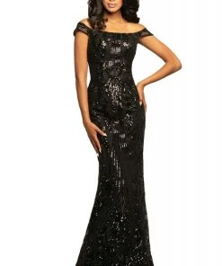 Formal Gowns Johnathan Kayne - 2064 Sequin-Embroidered Off Shoulder Mermaid Gown