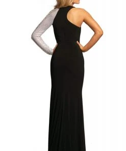 Formal Gowns Johnathan Kayne - 2067 Embellished Asymmetric Neck Sheath Dress