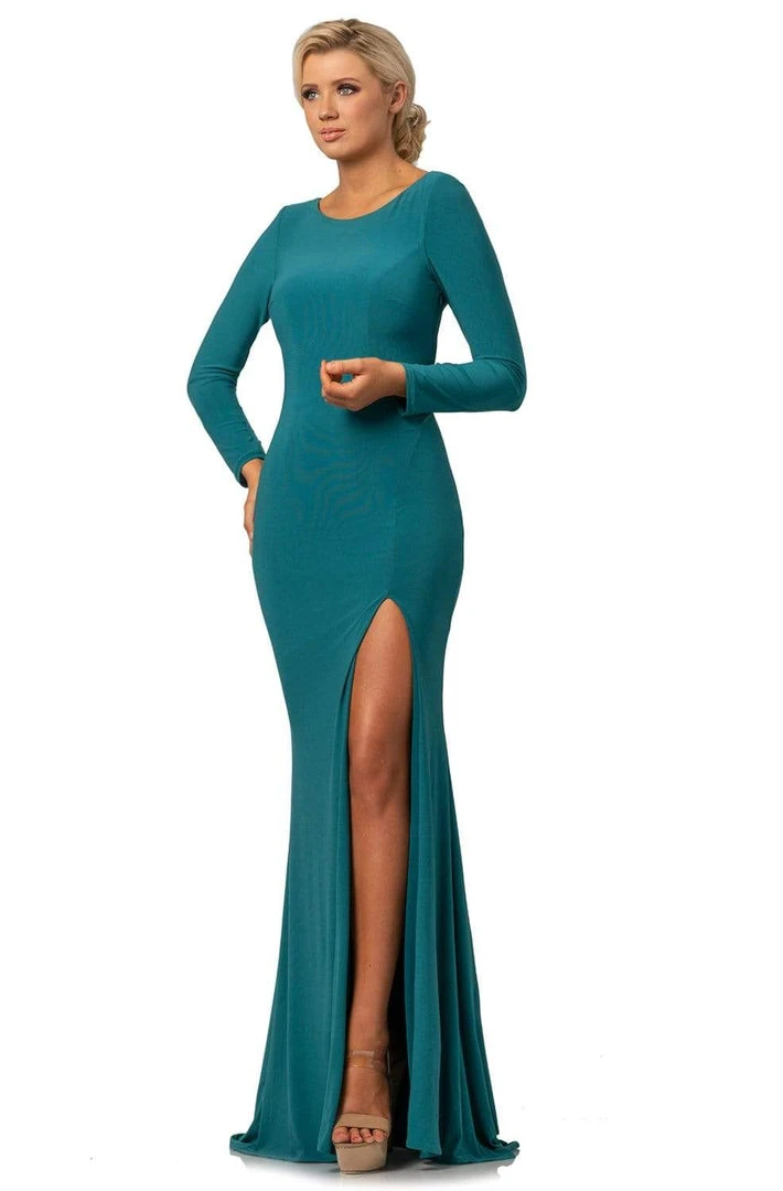 Johnathan Kayne - 2070 Long Sleeves Dress With Slit 7 Johnathan Kayne - 2070 Long Sleeves Dress With Slit