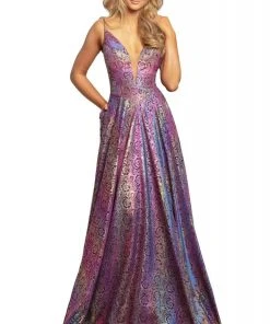 Johnathan Kayne - 2094 Metallic Floral A-Line Evening Gown Formal Gowns 8 Johnathan Kayne - 2094 Metallic Floral A-Line Evening Gown Formal Gowns