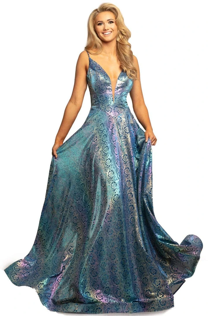 Johnathan Kayne - 2094 Metallic Floral A-Line Evening Gown Formal Gowns 6 Johnathan Kayne - 2094 Metallic Floral A-Line Evening Gown Formal Gowns