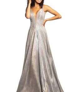 Johnathan Kayne - 2094 Metallic Floral A-Line Evening Gown Formal Gowns