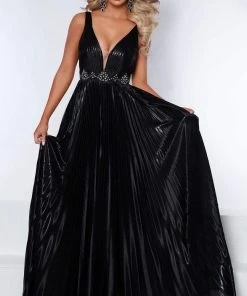 Johnathan Kayne - 2426 Metallic Pleated A-line Gown