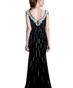 Formal Gowns Johnathan Kayne - 519 Bejeweled V-neck Sheath Dress 9 Formal Gowns Johnathan Kayne - 519 Bejeweled V-neck Sheath Dress