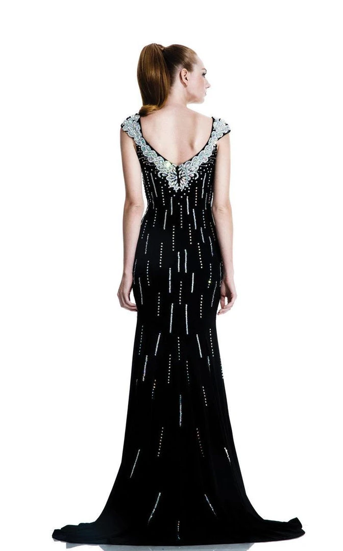 Formal Gowns Johnathan Kayne - 519 Bejeweled V-neck Sheath Dress 4 Formal Gowns Johnathan Kayne - 519 Bejeweled V-neck Sheath Dress
