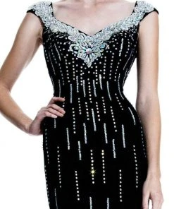 Formal Gowns Johnathan Kayne - 519 Bejeweled V-neck Sheath Dress 10 Formal Gowns Johnathan Kayne - 519 Bejeweled V-neck Sheath Dress