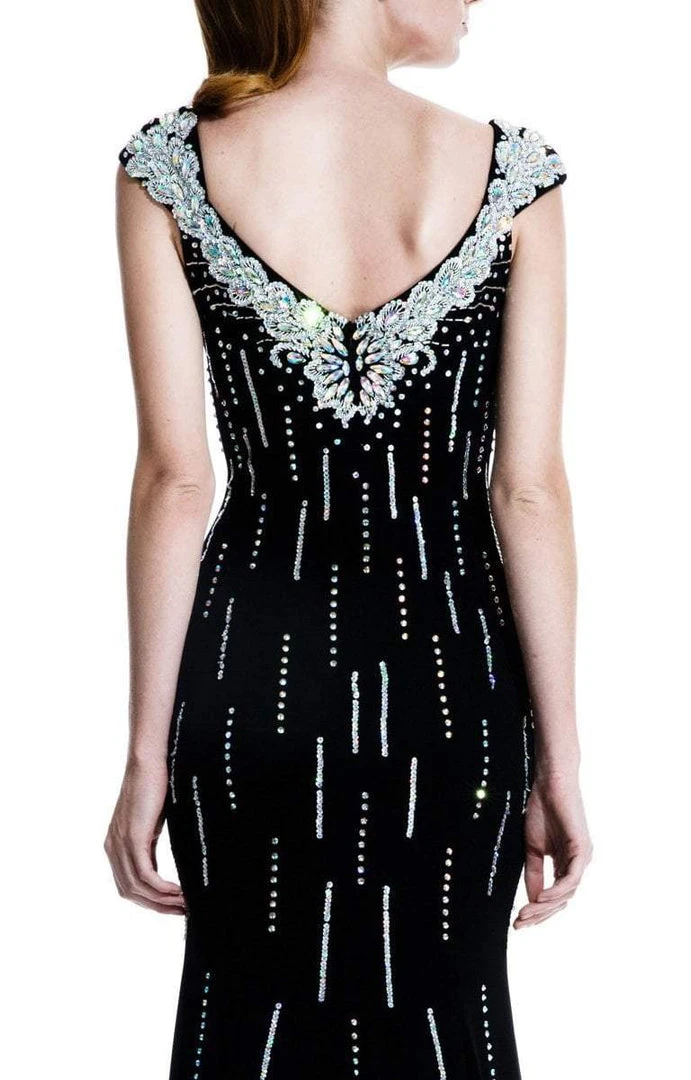 Formal Gowns Johnathan Kayne - 519 Bejeweled V-neck Sheath Dress 6 Formal Gowns Johnathan Kayne - 519 Bejeweled V-neck Sheath Dress