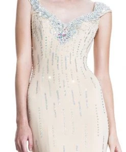 Formal Gowns Johnathan Kayne - 519 Bejeweled V-neck Sheath Dress 13 Formal Gowns Johnathan Kayne - 519 Bejeweled V-neck Sheath Dress