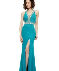 Johnathan Kayne - 6048 Embellished Halter Mermaid Dress