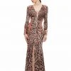 Johnathan Kayne - 6087 Printed Deep V-neck Sheath Dress Formal Gowns 1 Johnathan Kayne - 6087 Printed Deep V-neck Sheath Dress Formal Gowns