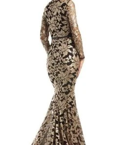 Johnathan Kayne - 6113 Sequined Deep V-neck Mermaid Dress