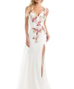 Johnathan Kayne - 7075 Embroidered Floral V-neck Trumpet Dress Formal Gowns 11 Johnathan Kayne - 7075 Embroidered Floral V-neck Trumpet Dress Formal Gowns