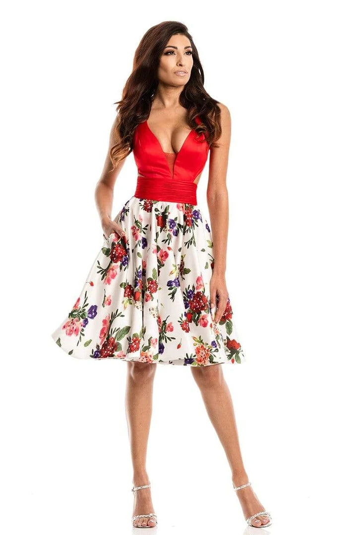 Cocktail Dresses Johnathan Kayne - 7208 Plunging V Neck Floral Cocktail Dress 5 Cocktail Dresses Johnathan Kayne - 7208 Plunging V Neck Floral Cocktail Dress