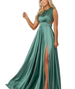 Johnathan Kayne - 8072 Ruched Cutout Charmeuse Gown