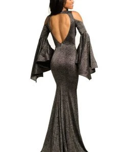 Johnathan Kayne - 8111 Bell Sleeve Glitter Knit Gown Formal Gowns 11 Johnathan Kayne - 8111 Bell Sleeve Glitter Knit Gown Formal Gowns
