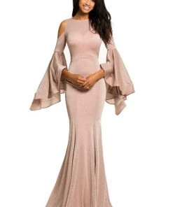Johnathan Kayne - 8111 Bell Sleeve Glitter Knit Gown Formal Gowns 14 Johnathan Kayne - 8111 Bell Sleeve Glitter Knit Gown Formal Gowns