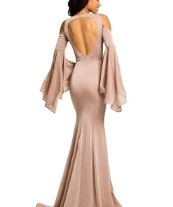 Johnathan Kayne - 8111 Bell Sleeve Glitter Knit Gown Formal Gowns 15 Johnathan Kayne - 8111 Bell Sleeve Glitter Knit Gown Formal Gowns