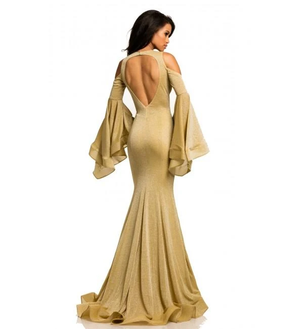 Johnathan Kayne - 8111 Bell Sleeve Glitter Knit Gown Formal Gowns 10 Johnathan Kayne - 8111 Bell Sleeve Glitter Knit Gown Formal Gowns