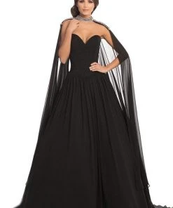 Formal Gowns Johnathan Kayne - 8200 Deep Sweetheart Ballgown With Beaded Cape
