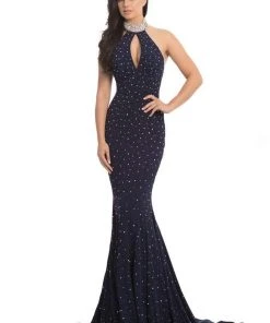 Johnathan Kayne - 8235 Bedazzled High Halter Mermaid Gown Formal Gowns