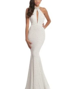 Johnathan Kayne - 8235 Bedazzled High Halter Mermaid Gown Formal Gowns