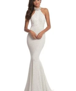 Johnathan Kayne - 8235 Bedazzled High Halter Mermaid Gown Formal Gowns