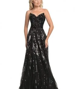 Formal Gowns Johnathan Kayne - 9014 Strapless V-Neck Sequined A-Line Gown
