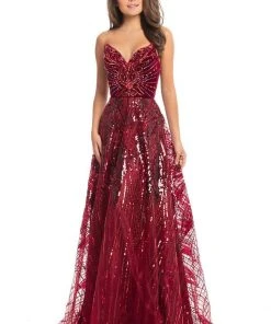 Formal Gowns Johnathan Kayne - 9014 Strapless V-Neck Sequined A-Line Gown 8 Formal Gowns Johnathan Kayne - 9014 Strapless V-Neck Sequined A-Line Gown