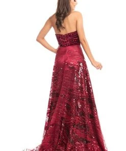 Formal Gowns Johnathan Kayne - 9014 Strapless V-Neck Sequined A-Line Gown 9 Formal Gowns Johnathan Kayne - 9014 Strapless V-Neck Sequined A-Line Gown