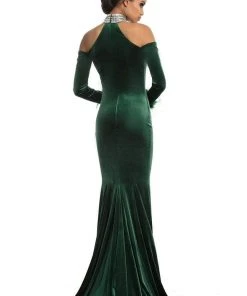 Formal Gowns Johnathan Kayne - 9015 Crystal Embellished High Velvet Mermaid Gown