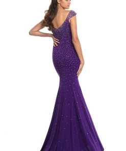 Johnathan Kayne - 9041 Embellished Cap Sleeve V-neck Trumpet Dress