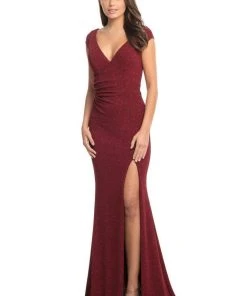 Johnathan Kayne - 9043 Plunging V-neck Glitter Knit Trumpet Dress Formal Gowns 12 Johnathan Kayne - 9043 Plunging V-neck Glitter Knit Trumpet Dress Formal Gowns
