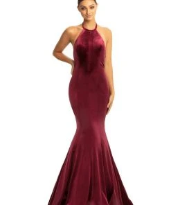 Johnathan Kayne - 9046 Jeweled High Halter Mermaid Gown With Cape Formal Gowns