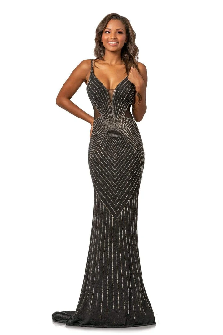 Johnathan Kayne - 9049 Embellished Deep V-neck Trumpet Dress 5 Johnathan Kayne - 9049 Embellished Deep V-neck Trumpet Dress
