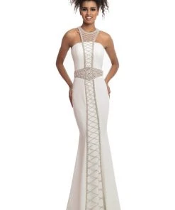 Johnathan Kayne - 9051 Bead Embellished Halter Trumpet Gown Formal Gowns