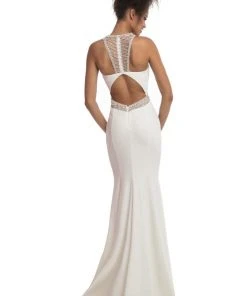 Johnathan Kayne - 9051 Bead Embellished Halter Trumpet Gown Formal Gowns