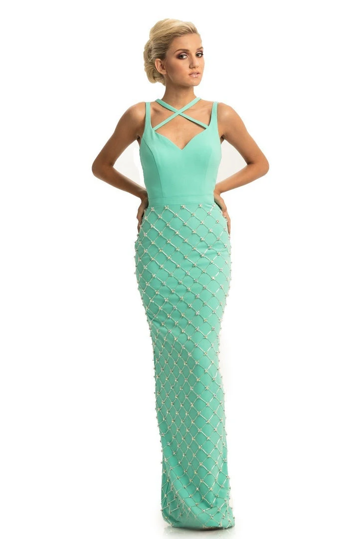 Johnathan Kayne - 9064 Beaded Sheath Dress With Back Slit 3 Johnathan Kayne - 9064 Beaded Sheath Dress With Back Slit