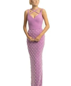 Johnathan Kayne - 9064 Beaded Sheath Dress With Back Slit 12 Johnathan Kayne - 9064 Beaded Sheath Dress With Back Slit