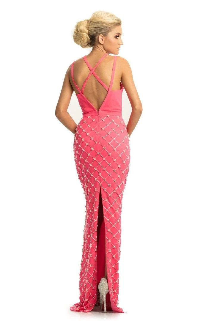 Johnathan Kayne - 9064 Beaded Sheath Dress With Back Slit 6 Johnathan Kayne - 9064 Beaded Sheath Dress With Back Slit
