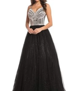 Formal Gowns Johnathan Kayne - 9067 Sleeveless Sparkly Glitter Mesh A-Line Gown
